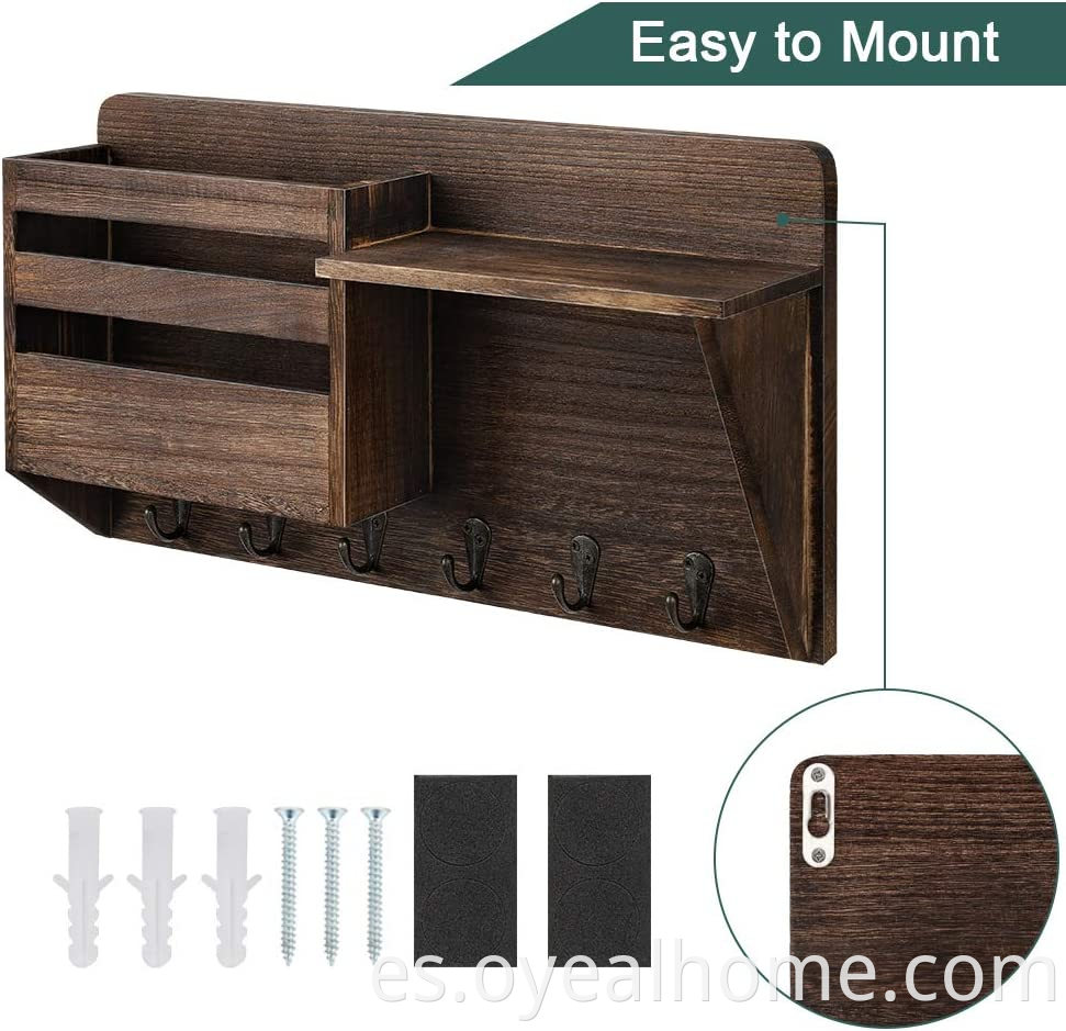 Rustic Wooden Wall Mounted Rack With Hook